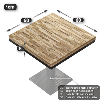 MASSIVE STEEL | Bistro Solid Table Top | 60x60cm | Oak