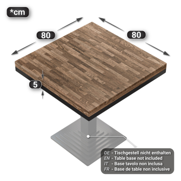 MASSIVE STEEL | Bistro Solid Table Top | 80x80cm | Walnut