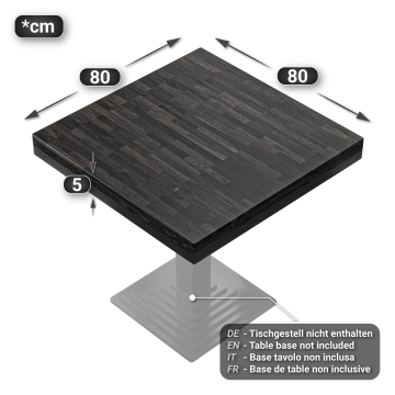 MASSIVE STEEL | Bistro Solid Table Top | 80x80cm | Wenge - Black