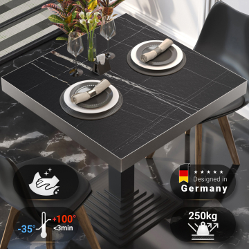 BRASIL | Gastro-bordplade | B:D 80 x 80 cm | Sort marmor | Firkantet
