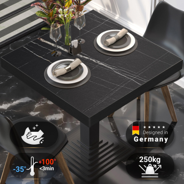 BRASIL | Gastro-bordplade | B:D 80 x 80 cm | Sort marmor | Firkantet