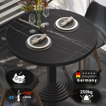 BRASIL | Gastro-bordplade | Ø 60 cm | Sort marmor | Rund