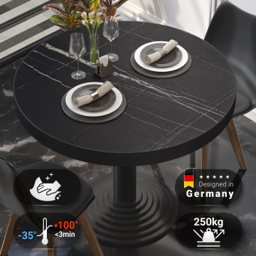 BRASIL | Gastro bordplate | Ø 70 cm | Svart marmor | Rundt