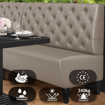 MIAMI | Restaurang bås soffa | B:H 120 x 103 cm | Taupe | Chesterfield | Läder