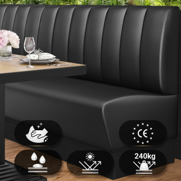 DENVER | Restaurang bås soffa | B:H 140 x 103 cm | Svart | Randig | Läder