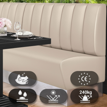 DALLAS | Restaurang bås soffa | B:H 180 x 103 cm | Krämfärgad | Randig | Läder