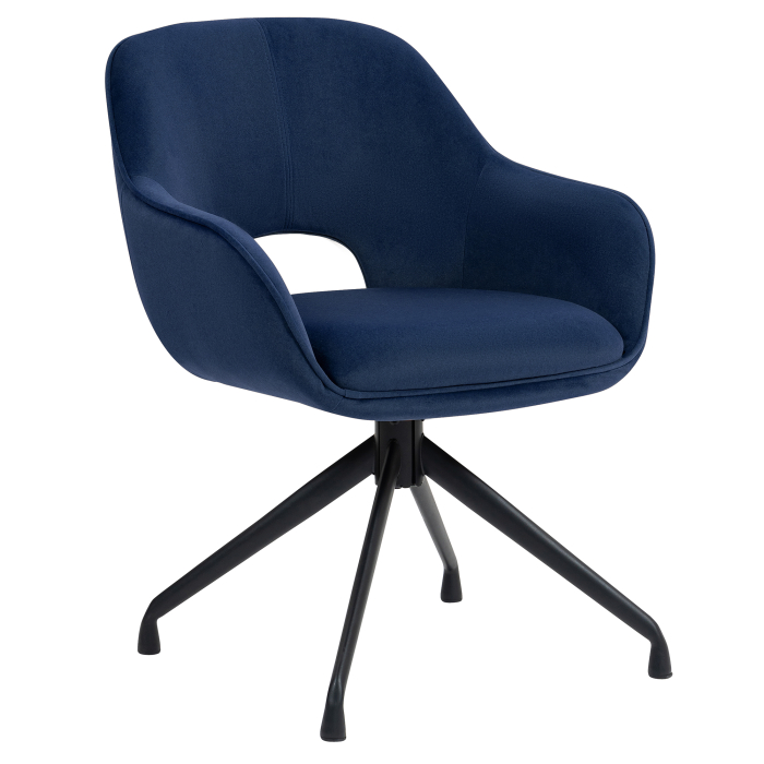 KATARINA | Hotel Chair | Velvet | Blue | Swivel Base