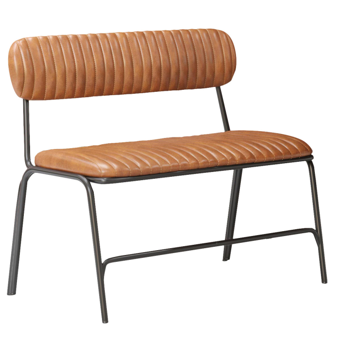 GINO | Retro Päällystetty Penkki | Ruskea | Nahka