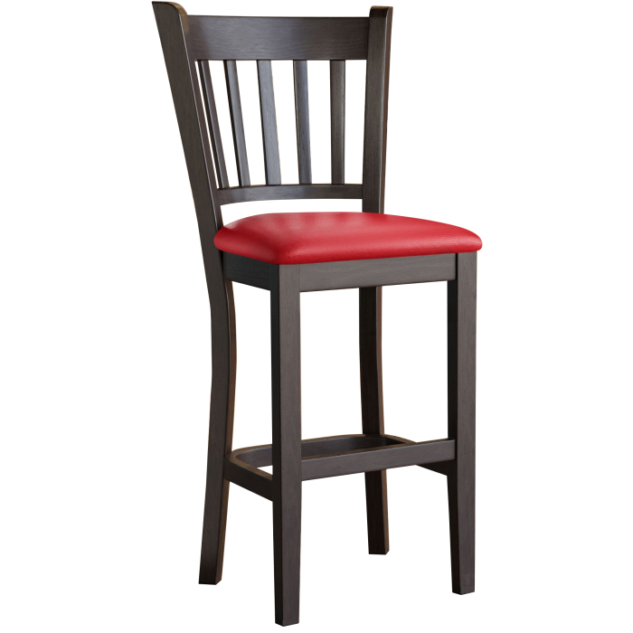GIOVANNI | Gastro Barhocker | Leder | Holz | Rot | mit Lehne