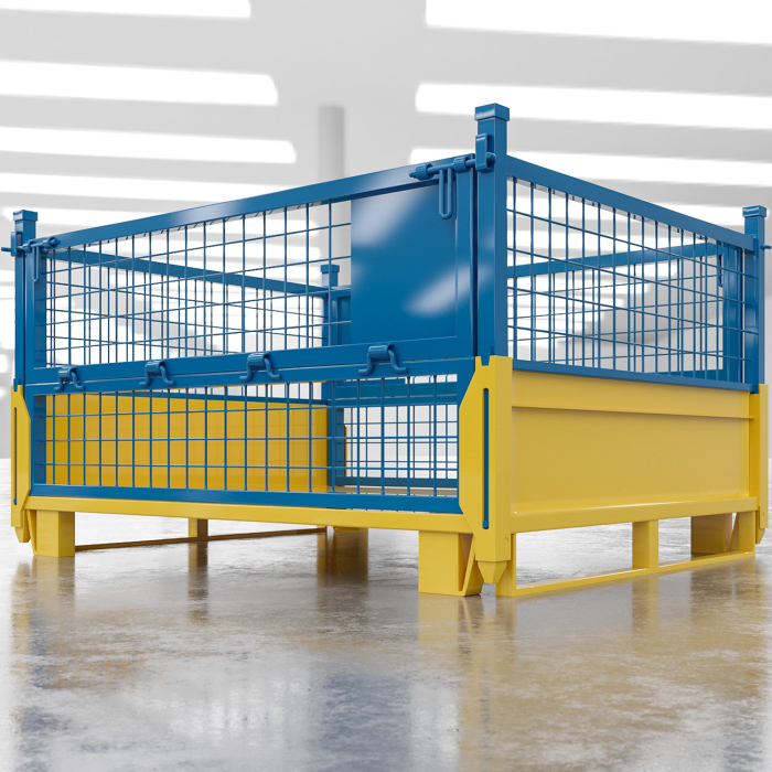 EURO | Gittercontainer | Gul/Blå | B125xD100xH85cm