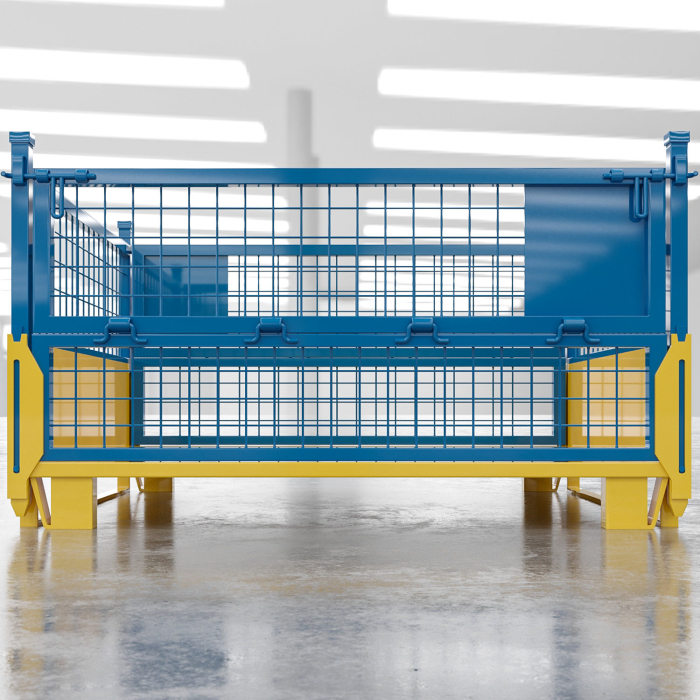 EURO | Gittercontainer | Gul/Blå | B125xD100xH85cm