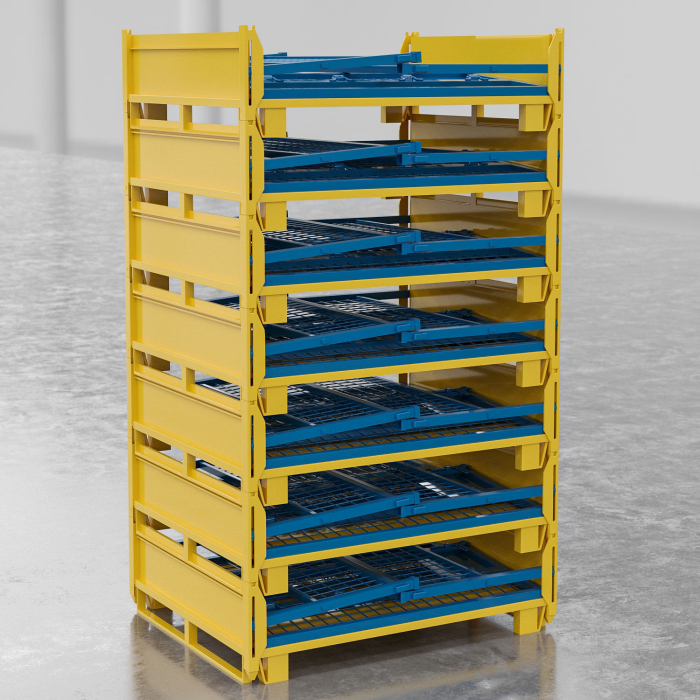EURO | Gittercontainer | Gul/Blå | B125xD100xH85cm