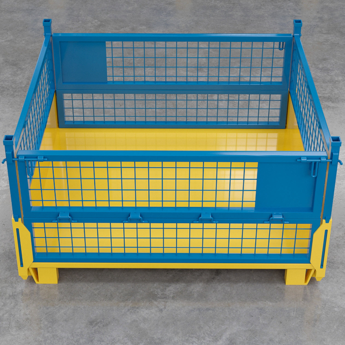 EURO | Gittercontainer | Gul/Blå | B125xD100xH85cm