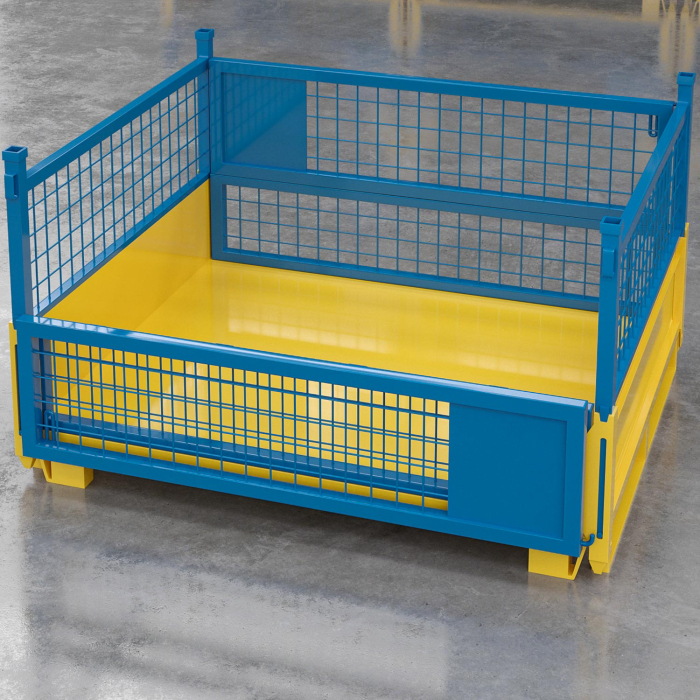 EURO | Gittercontainer | Gul/Blå | B125xD100xH85cm