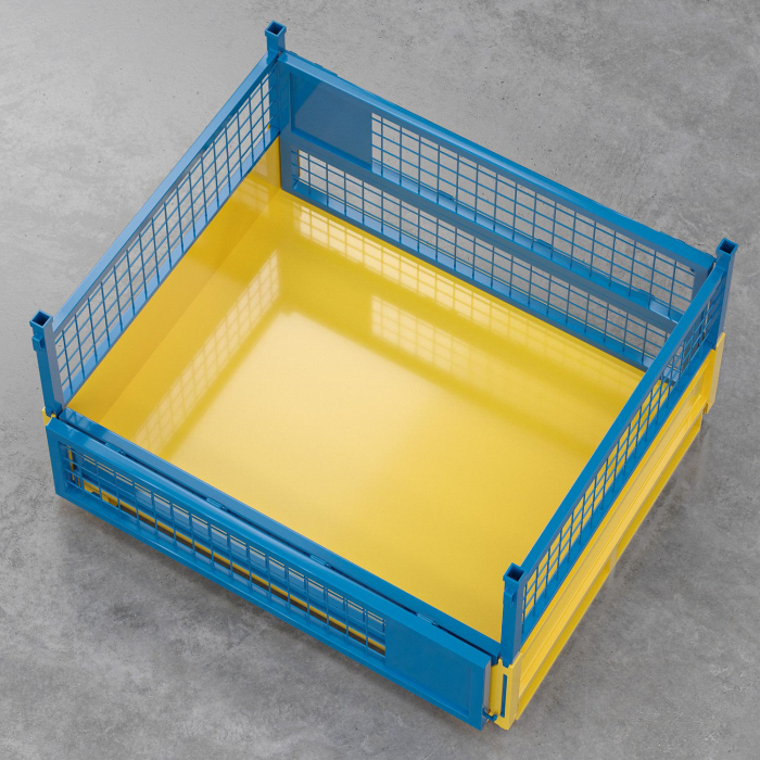 EURO | Gittercontainer | Gul/Blå | B125xD100xH85cm