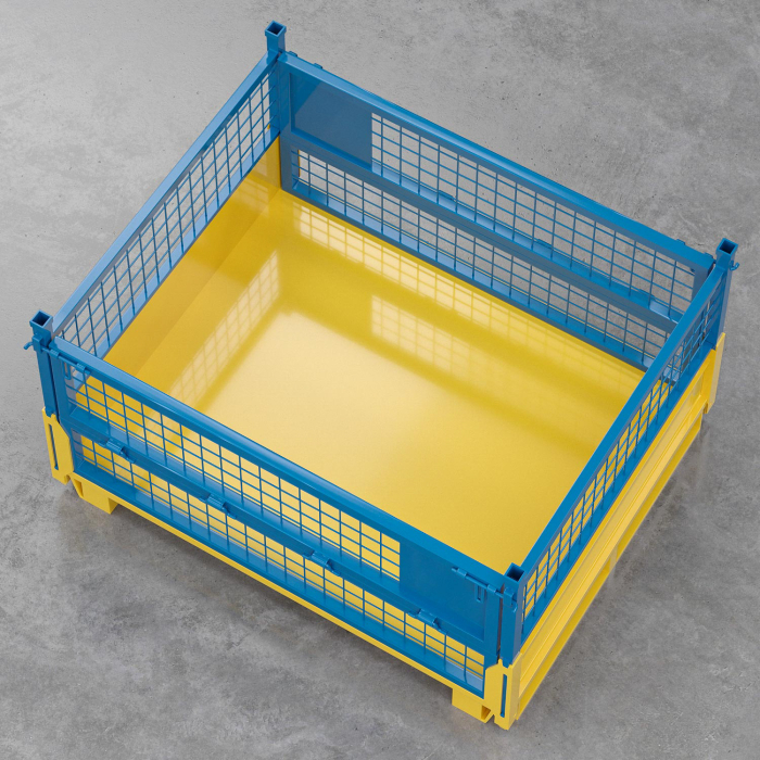 EURO | Gittercontainer | Gul/Blå | B125xD100xH85cm