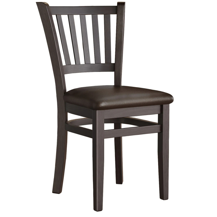 GIOVANNI | Silla de madera para restaurante | Marrón oscuro | Cuero