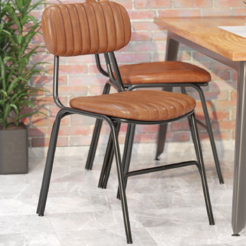GINO | Retro Stuhl | Braun | Leder