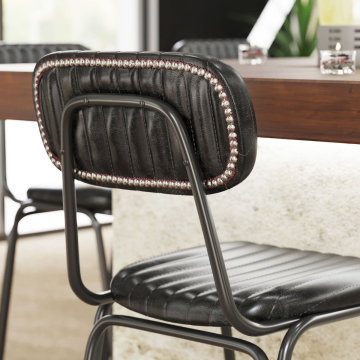GINO | Retro Barhocker | Schwarz | Leder