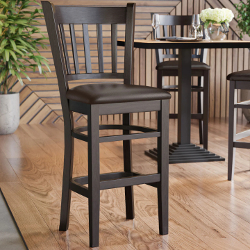 GIOVANNI | Gastro Barhocker | Leder | Holz | Braun | mit Lehne