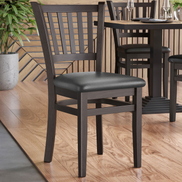 GIOVANNI | Silla de madera para restaurante | Negro | Cuero