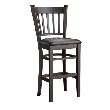 GIOVANNI | Wooden Bar Stool with Backrest | Leather | Wood | Black | with backrest