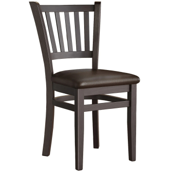 GIOVANNI | Wooden Restaurant Chair | Dark brown | Leather