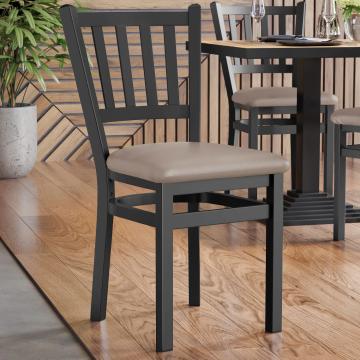 GIOVANNI STEEL | Bistro chair  | Taupe | Leather