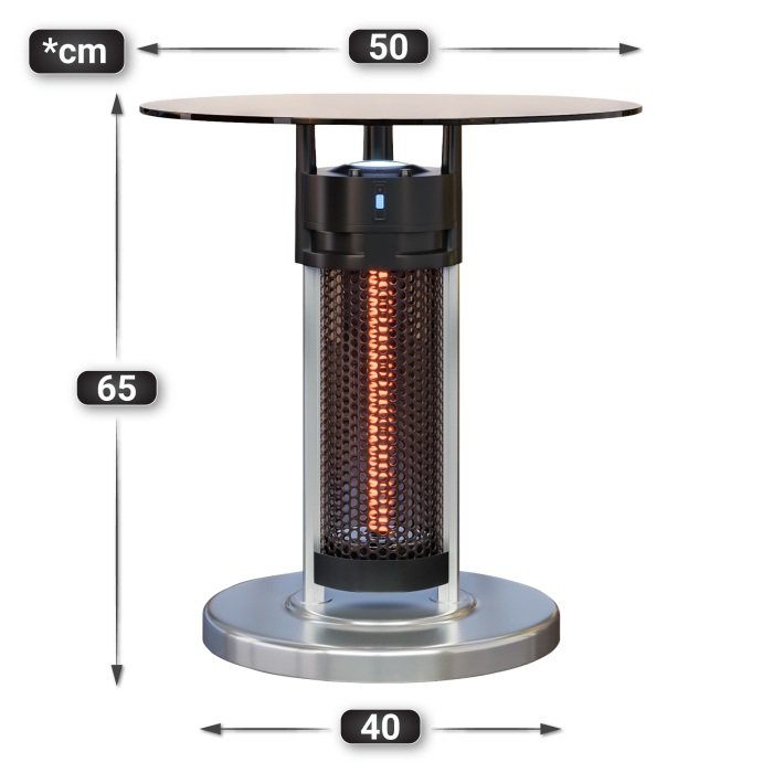 YUNA | Tavolo stufa | Ø 50 cm | 1200W | Infrarossi/elettrico | 1 livello di riscaldamento YUNA | Tavolo stufa | Ø 50 cm | 1200W | Infrarossi/elettrico | 1 livello di riscaldamento