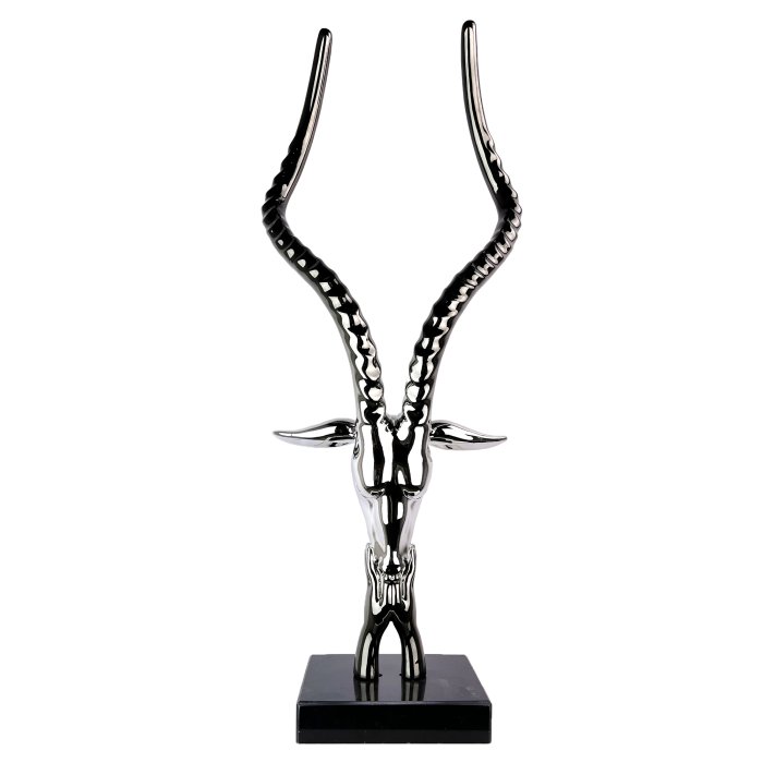 GOAT HEAD | Deco | 42 x 22 x 102 cm | Chrom/Schwarz