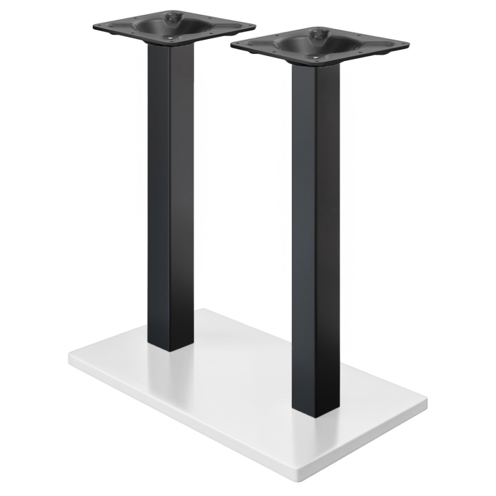 MADRID | Bistro dobbeltstående bordstel | Sort/hvid | Højde: 105 cm | Søjle: 6 x 6 cm | Bundplade: 40 x 70 cm