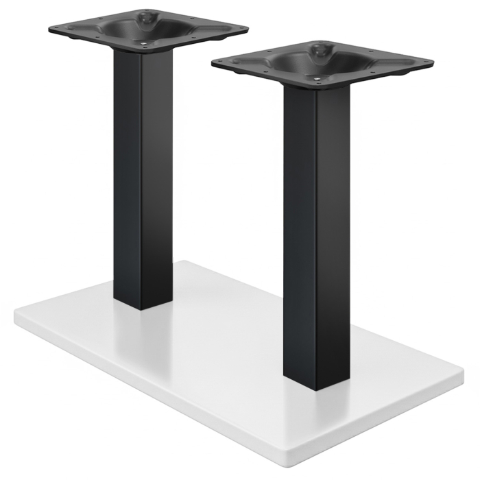 MADRID | Bistro Dubbelbordsram | Svart/Vit | Höjd: 72 cm | Pelare: 6 x 6 cm | Bottenplatta: 40 x 70 cm