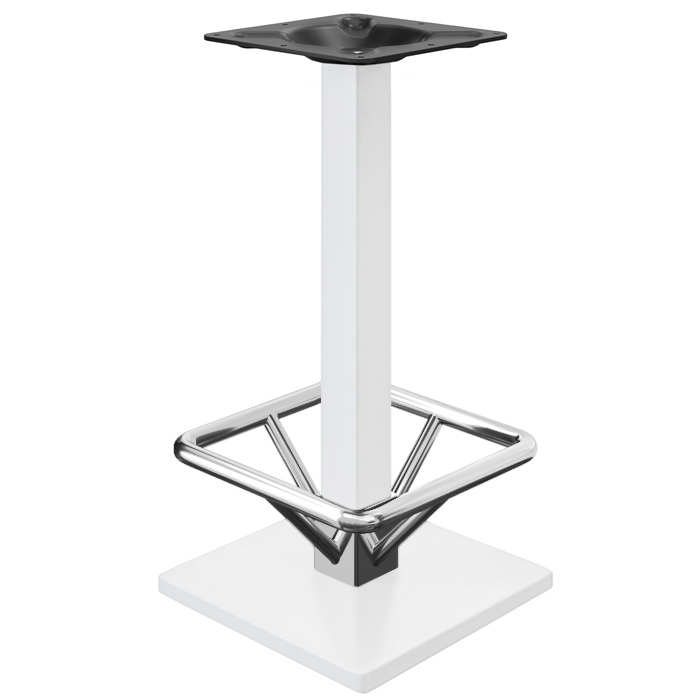MADRID | Bistro ståbordsram + sockelring | Vit | Höjd: 105 cm | Pelare: 8 x 8 cm | Bas: 50 x 50 cm