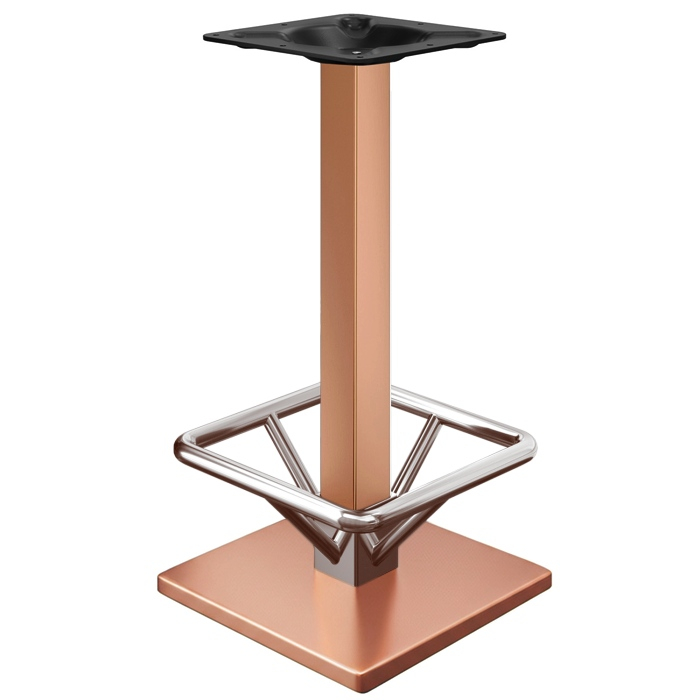 MADRID | Bistro standing table frame + base ring | Copper | Height: 105 cm | Column: 8 x 8 cm | Base: 50 x 50 cm
