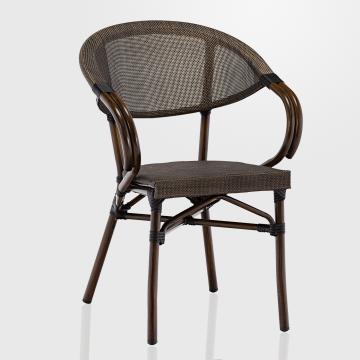 DELPHI | Silla Textil Bistro + Apoyabrazos | Gris-Marrón 
