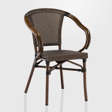DELPHI | Silla Textil Bistro + Apoyabrazos | Gris-Marrón
