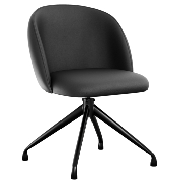 Hailey | Chaise d'hôtel | Noir | Cuir | Pied tournant