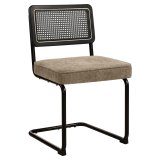HAWAII | Bistro-stol | Stof/Textil | Taupe | Ryg: Rattan Sort