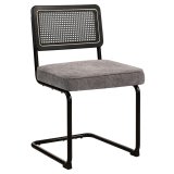 HAWAII | Bistro Stol | Stoff/Tekstil | Grå | Ryg: Rattan Sort