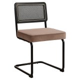 HAWAII | Bistrostol | Samt | Brun | Ryggstøtte: Rattan Svart