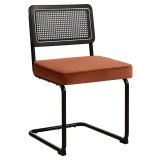 HAWAII | Bistrostol | Samt | Rödbrons | Ryggstöd: Rattan Svart