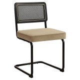 HAWAII | Bistrostol | Samt | Taupe | Rygge: Rattan Svart