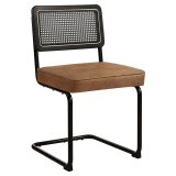 HAWAII | Bistro Stuhl | Leder | Braun | Rücken: Rattan Schwarz