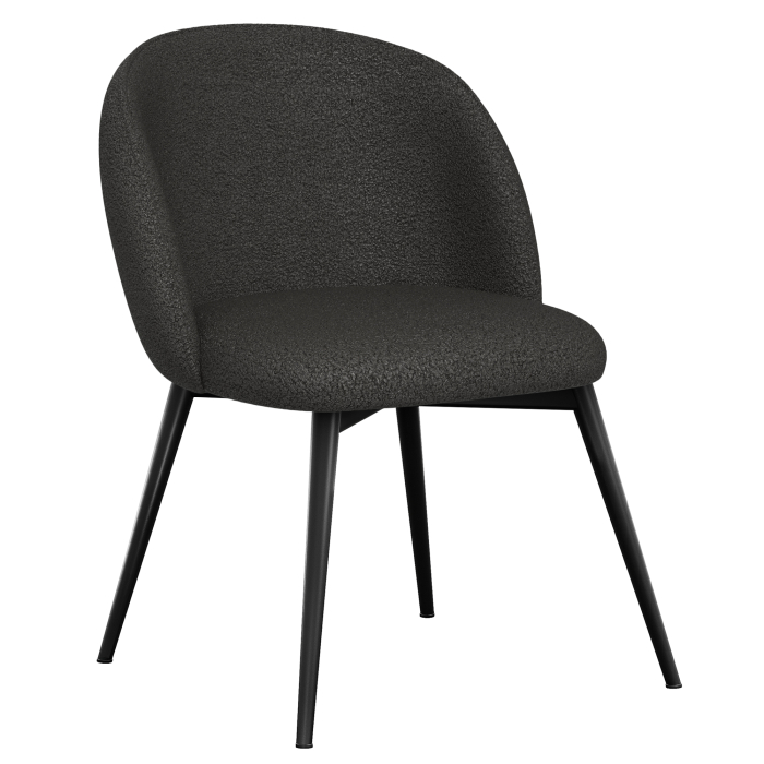 Hailey | Chaise d'hôtel | Gris foncé | Tissu en peluche