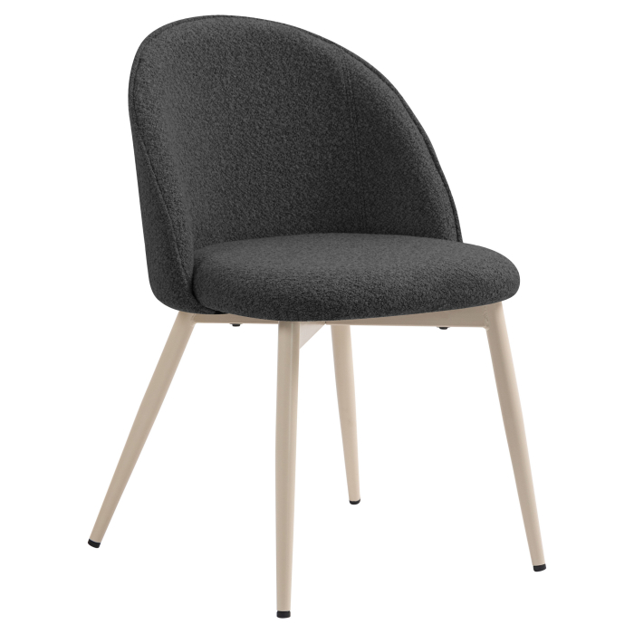 Hailey | Hotel Chair | Dark Grey | Teddy Fabric | White Frame
