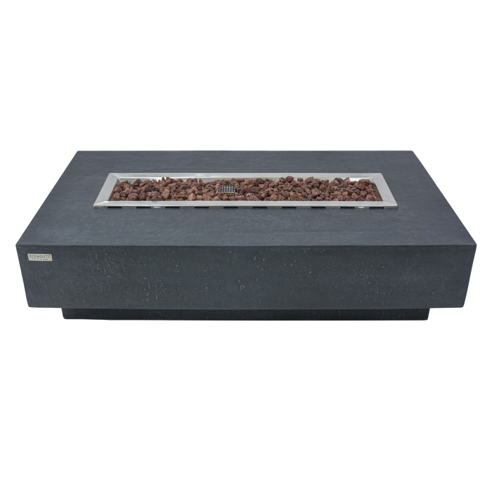 HAMPTON | Gas Fire Pit Table | W:D:H 142 x 82 x 35 cm | Concrete | Dark Grey
