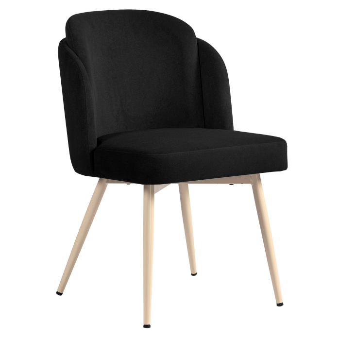 Hannah | Fauteuil d'hôtel | Noir | Velours | Structure blanche