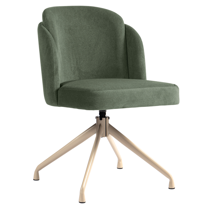 Hannah | Hotel Chair | Green | Velvet | Swivel Base | White Frame