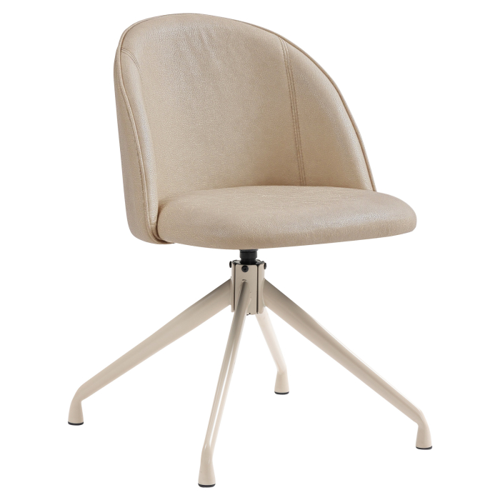 Hailey | Hotel Chair | Beige | Leather | Swivel Base | White Frame