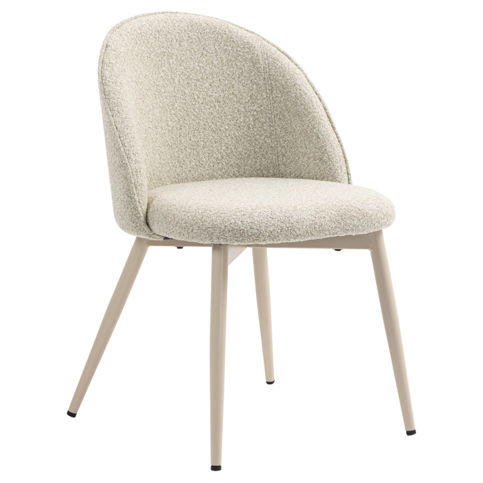 Hailey | Hotellstol | Beige | Teddystoff | Hvit ramme